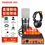得勝PC-K600電容麥有聲書(shū)錄制設(shè)備專(zhuān)業(yè)錄音小說(shuō)播音員K歌主播聲卡手機(jī)直播套裝大振膜德勝錄歌 k600+雅馬哈ur12B聲卡套裝