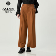 阿瑪施（AMASS）女裝簡約通勤風(fēng)羊毛直筒正裝西褲女5100649 焦糖棕 L (4碼)