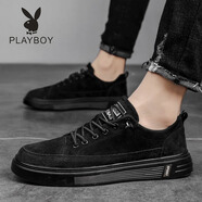 花花公子（PLAYBOY PHYSICAL）男鞋2025新款夏季透氣低幫軟底平板鞋青少年韓版運(yùn)動(dòng)休閑百搭潮鞋 黑色 40
