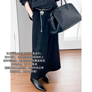 美洋（MEIYANG）舒服半裙 羊毛混紡簡(jiǎn)約百搭松緊腰直筒中長(cháng)裙顯瘦時(shí)尚冬季新款 黑色（常規版） S