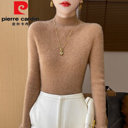 皮爾卡丹（pierre cardin）羊毛女秋冬2025新款半高領毛衣修身時尚短款針織打底衫厚顯瘦女裝 金駝色 2XL