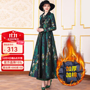 帝弗·潤馳2025秋冬裝女闊太太外套洋氣提花超長過膝款風(fēng)衣外套及踝長外套女 加棉款 M