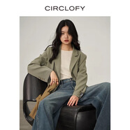 CIRCLOFY瑟夕廓形簡(jiǎn)約西裝小外套女裝2025春季新款設計感氣質(zhì)女士休閑西服 摩洛哥橄欖 L 120-130斤