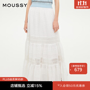 moussy 2025新品波西米亞風(fēng)蕾絲蛋糕裙半身裙女028ISA31-2051 010白色 S