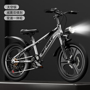兒童自行車(chē)6-12-15歲男女孩學(xué)生中大童20寸碟剎減震變速山 太空銀鎂合金一體輪+變速+碟剎減 22英寸