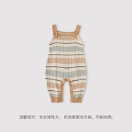巴厘小豬【反季清倉】嬰兒背帶褲舉重褲條紋毛線長褲男女寶純棉連體衣秋冬 綠黃條紋 100 cm