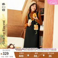 兩三事針織連衣裙女秋冬季復(fù)古無袖中長款裙子背心裙梵高兀自生長 黑色-y L