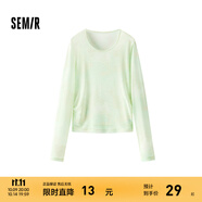 森馬（Semir）長(cháng)袖t恤女設計感滿(mǎn)印薄透網(wǎng)紗上衣2025春新款修身疊穿溫柔氛圍感 黃色調00333 S