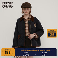 Teenie Weenie小熊女裝棉服秋冬寬松復(fù)古潮流學(xué)院風(fēng)撞色巴恩風(fēng)外套 黑色 S (160)