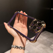 魔杰樂 純色四角氣囊防摔適用iPhone16promax手機(jī)殼新款蘋果15pro帶鏡頭膜14/13高級電鍍透明12保護(hù)套 自帶鏡頭膜【雙色-紫色】電鍍氣囊防摔殼 iPhone 13 Pro Max