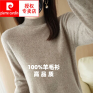 皮爾卡丹（pierre cardin）半高領(lǐng)針織衫女純色套頭毛衣修身內(nèi)搭針織打底衫百搭薄款打底 原駝 M