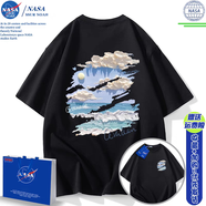 C2潮朝（C2CHAOCHAO）星空油畫(huà)短袖t恤男女2025新款夏天美式高街涂 黑色海邊油畫(huà)純棉 M 100120斤