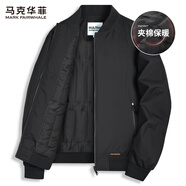 馬克華菲【簡約】棒球領(lǐng)男士夾克2025秋季新款重工刺繡飛行員通勤休閑外套 黑色-夾棉款 2XL /185