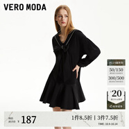 VEROMODA連衣裙秋冬學(xué)院少女海軍領(lǐng)寬松直筒短裙女減齡337D026 S59黑色 160/80A/S