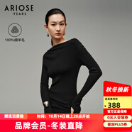 艾諾絲雅詩【商場同款】冬季新品不對稱露肩羊毛衫秋冬打底衫女30938029 黑色 S