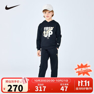 NIKE3BRAND 耐克童裝男女童2025年純棉毛圈衛(wèi)衣+褲子套裝