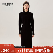 深呼吸DEEP BREATH女裝字母羊毛羊絨針織收腰連衣裙A500216 A500231 黑-加長 L (4碼)