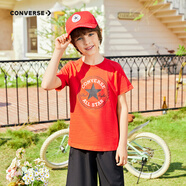 Converse匡威兒童裝男童短袖t恤夏季新款兒童T恤打底衫小女孩半袖套頭上衣 學(xué)院紅 常規 140 /64 【建議身高128-140cm】