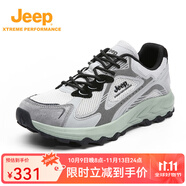 Jeep吉普戶外徒步登山鞋男2025新款夏季織物透氣運動鞋情侶款網(wǎng)面鞋女 灰綠色 36 （運動鞋碼）
