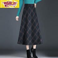 初徑毛呢格子半身裙女2025新款秋冬高腰中長(cháng)款字大擺裙大碼百褶冬裙 綠格子 高品質(zhì) 2XL 30碼-2尺3/130斤