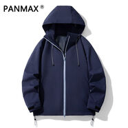 PANMAX山系戶(hù)外休閑風(fēng)情侶防風(fēng)防水早秋撞色拉鏈登山服夾克外套 藏青色 XL   【建議 140-160斤】