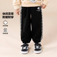 迪士尼寶寶（Disney Baby）迪士尼男童針織長(zhǎng)褲時(shí)尚百搭衛(wèi)褲撞色側(cè)邊束腳褲24年春新品 碳黑 100