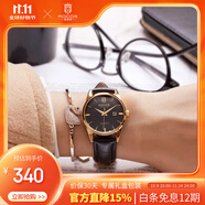 ROCOS品牌簡約氣質復古時尚女士手表女表防水皮帶石英表女表禮物送女友 金殼黑面黑帶 【雷克斯手表】