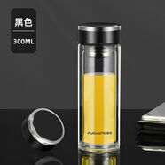 富光 單層雙層玻璃杯新款水杯2116高硼硅透明車(chē)載茶杯定制批發(fā)團購印 雙層300毫升黑色帶網(wǎng)