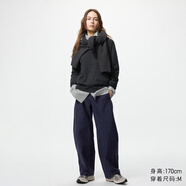 優(yōu)衣庫女裝針織廓形長褲/彎刀鐮刀褲子25秋冬新款483722 475344 483722/69藏青色 S