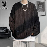 花花公子（PLAYBOY）花花公子圓領(lǐng)毛衣男士秋冬季提花毛線衣本命年紅色大碼男生針織衫 MY1512黑色 M