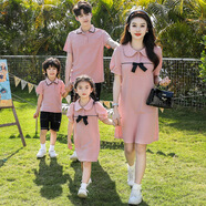 小熊精靈（xiaoxiongjingling）休閑親子裝夏季polo衫上衣韓版套裝一家三口四口高端洋氣母女裙子 男單上衣/女連衣裙 男童110碼(建議體重28-38斤)