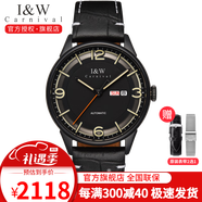 【全國聯(lián)?！咳鹗縄&W男士夜光手表男表機械表熒光男士運動(dòng)休閑全自動(dòng)腕表IW578G送男友 碳黑皮帶灰面-進(jìn)口機芯
