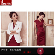 J-ME職業(yè)套裝女2024春秋西裝套裝時(shí)尚連衣裙優(yōu)雅氣質(zhì)正裝ol套裙工作服 西裝（七分袖）+連衣裙+胸針 L