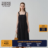 Teenie Weenie女裝夏季法式蕾絲花邊優(yōu)雅氣質(zhì)吊帶連衣裙公主裙 黑色 S