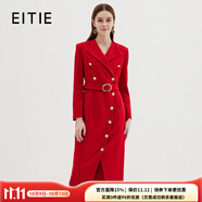 愛(ài)特愛(ài)（EITIE）復(fù)古紅色氣質(zhì)通勤收腰開(kāi)叉西裝毛呢連衣裙冬季新款7207918 龐貝紅61 S 155