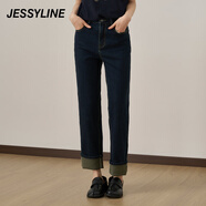 Jessy line秋季專(zhuān)柜款 杰茜萊直筒顯瘦牛仔褲女潮 431210062 牛仔蘭 L/170