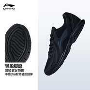 李寧運動(dòng)鞋男鞋輕便透氣網(wǎng)面緩震跑步鞋黑色低幫軟底休閑慢跑鞋 【透氣網(wǎng)面】黑色(009款)-4 45