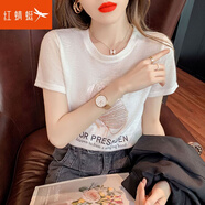 紅蜻蜓 短袖t恤女2025年春夏季新款圓領(lǐng)女裝T恤上衣洋氣夏裝打底衫潮 白色 XL