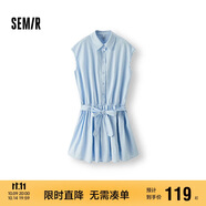 森馬（Semir）連衣裙女設(shè)計感文藝夏季2025蕾絲收腰無袖短裙溫柔系109325114031
