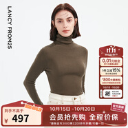朗姿【秀款 明星同款】純羊毛無縫針織衫上衣內(nèi)搭打底衫曠野美拉德女 深橄欖綠色 M