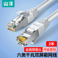 山澤六類網(wǎng)線 高速千兆寬帶線 CAT6類單體過測試工程帶屏蔽線 8芯雙絞成品跳線 灰色2米 PCS602