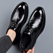 波佐斯（POEZONIS）秋季真皮透氣樂(lè )福鞋男舒適軟底上班商務(wù)正裝皮鞋男士一腳蹬德比鞋 黑色 39