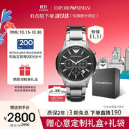 安普里奧·阿瑪尼（Emporio Armani）飛行員手表男士 多功能三眼計(jì)時(shí)石英表生日禮物送男友AR2434