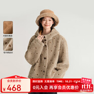 飛鳥和新酒帶帽毛毛外套女厚2024冬季新款小個子短款駝色繡花外套 駝色HCJ02 S