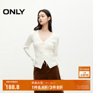 ONLY秋季簡(jiǎn)約百搭抽繩修身V領(lǐng)純色針織衫女|124313031 A06 太古白色 M
