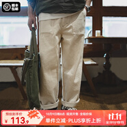 馬登工裝 復(fù)古棉籽殼休閑牛仔褲米白色耐磨寬松直筒長褲子男潮 米白色 （版型寬松） 36