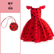 COMIC SOUL兒童瓢蟲(chóng)雷迪cosplay服 萬(wàn)圣節女童色波點(diǎn)篷篷連衣裙奇跡紅少女 圓點(diǎn)裙子 80