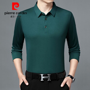 皮爾卡丹（pierre cardin）真口袋長(cháng)袖t恤男春秋季新款男士中老年冰絲寬松polo 衫男爸爸裝 興30+翻領(lǐng)純色長(cháng)袖扣子款綠色 3XL 185建議162-173斤