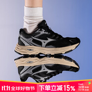 美津濃（MIZUNO）RACER S男女鞋25秋季網(wǎng)面透氣運動鞋復古休閑鞋緩震輕便跑鞋 黑/銀灰/筍色 37 (235mm)