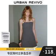 UR2025夏季新款女裝格雷系氣質(zhì)拼接吊帶連衣裙UWG750115 深灰花灰 S